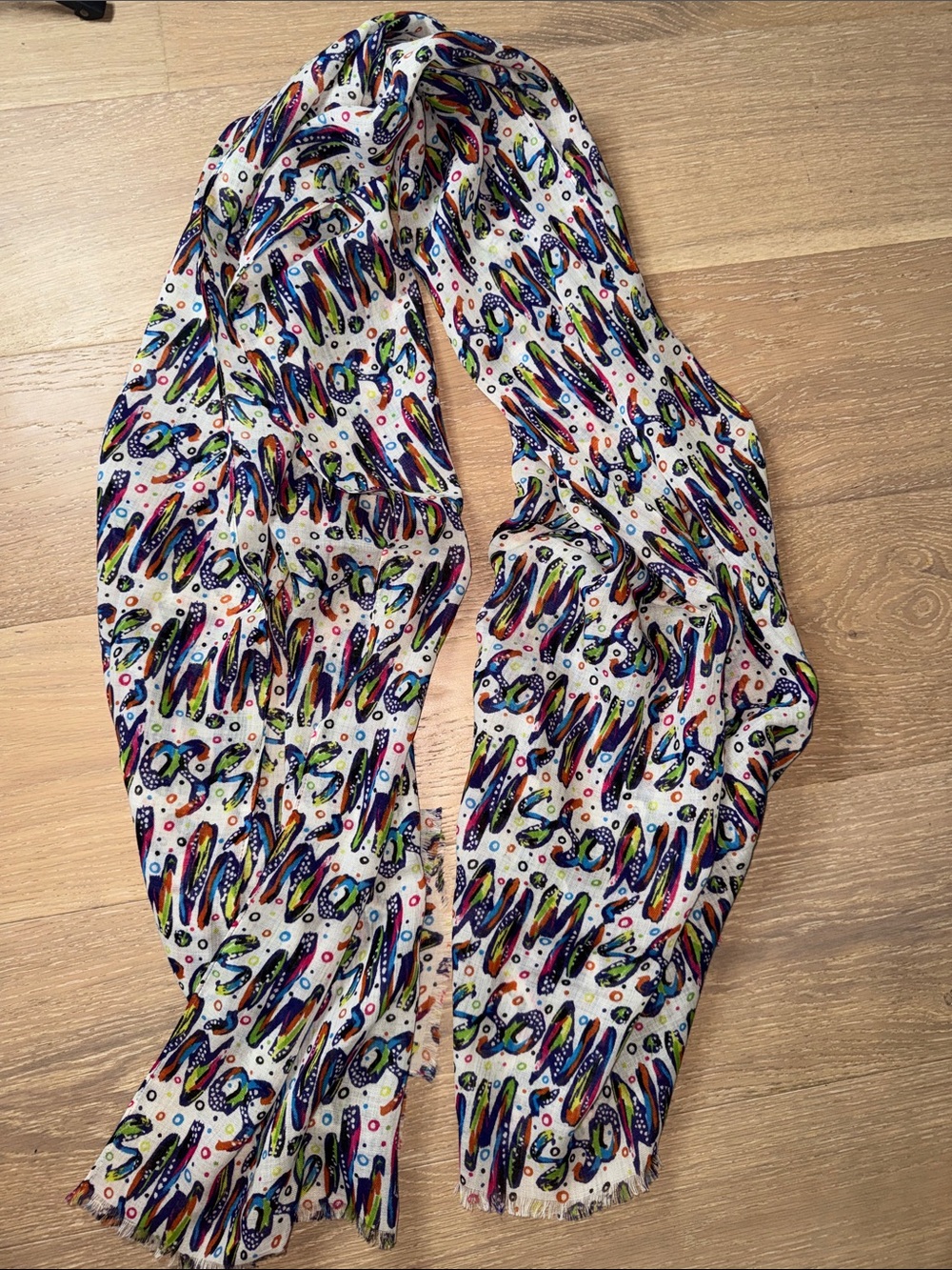 Missoni colorful word printed abstract scarf